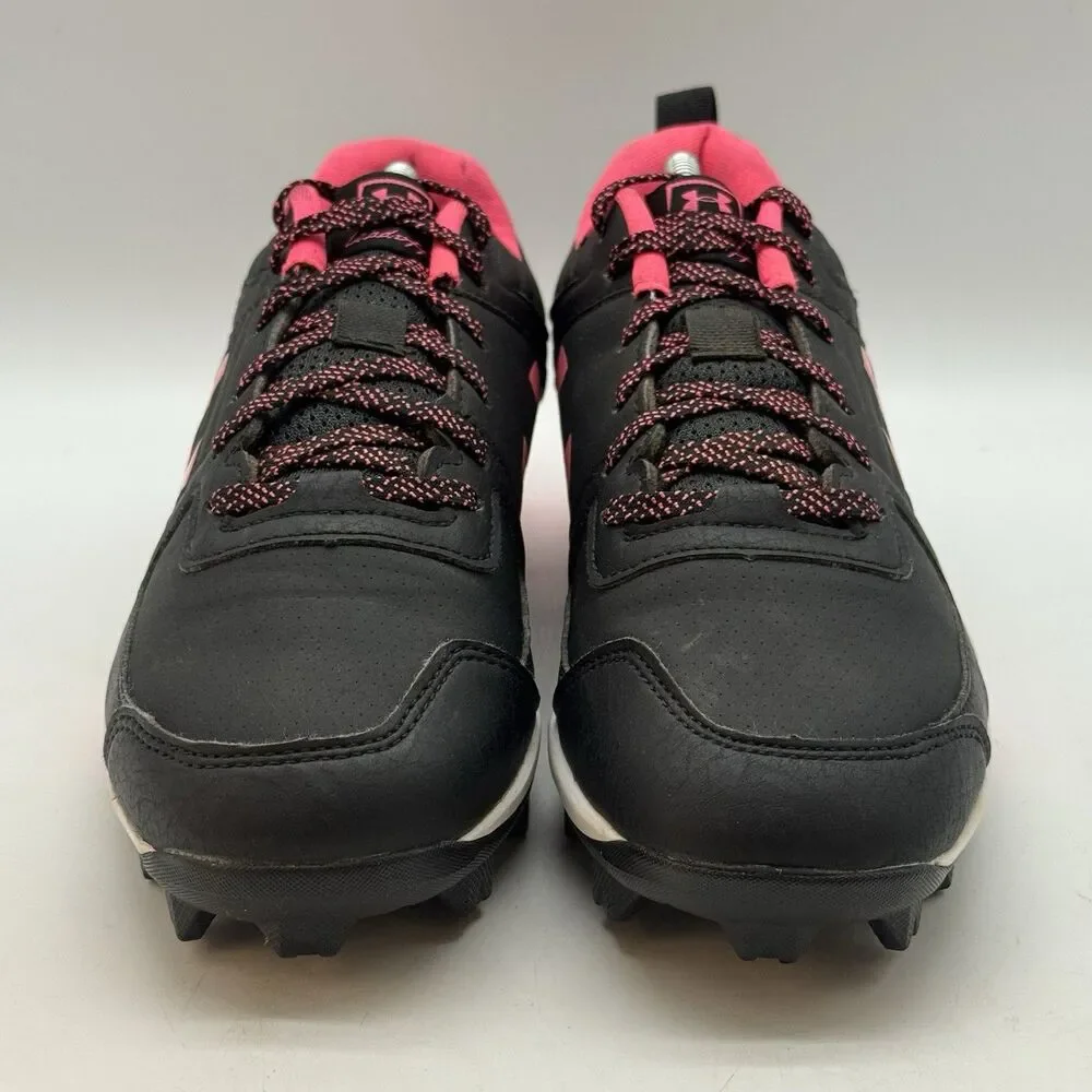 Under Armour LeadOff Low JR Cleats Youth 6 Women 7.5 Black Hot Pink 3022072-002